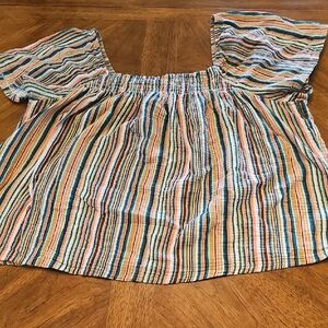 Striped Multicolor Dopamine Sz16 18 Summer Top Beach Bohemian Preppy Prep Dainty